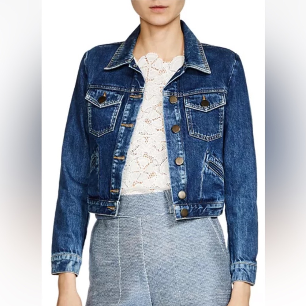 COPY - Maje Vive cropped denim jacket.